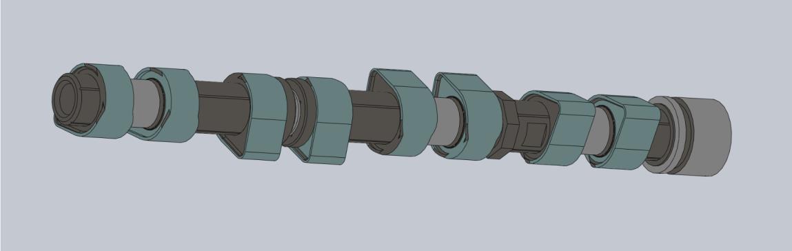 CAD model of a condensed multi-lobe camshaft