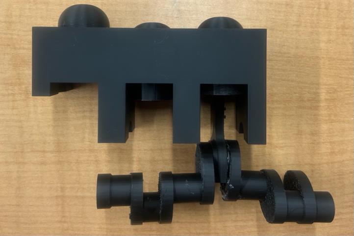 3D-printed camshaft and sliding massage-node prototype
