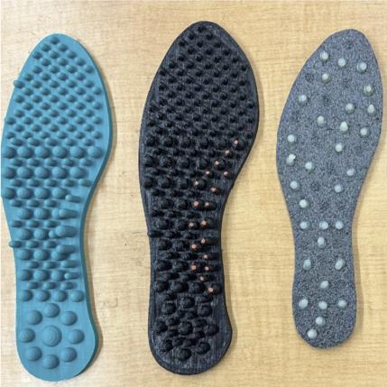 Three pressure-node insole prototypes with different materials and node patterns