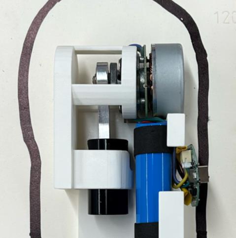 First horizontal piston assembly packaged within an outline of the shoe