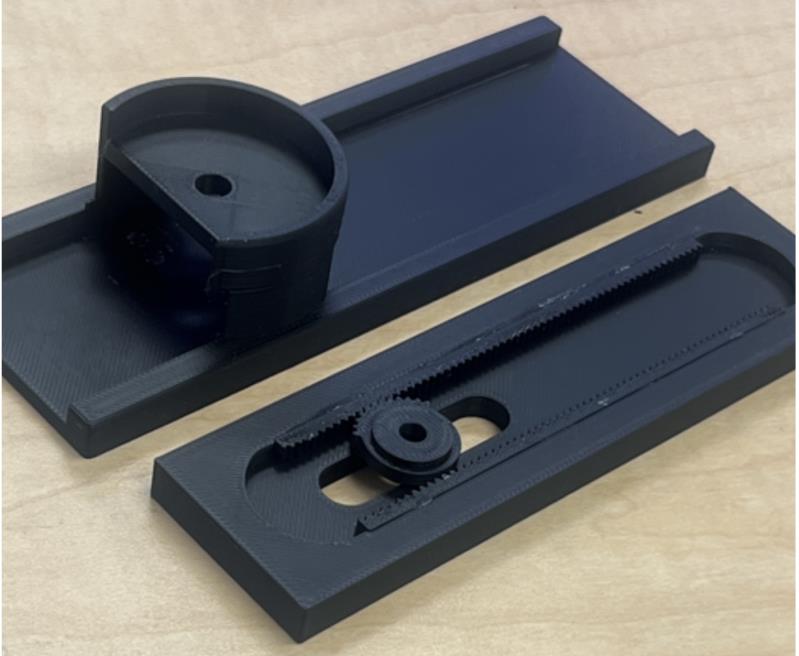 3D-printed rack-and-pinion massage mechanism and motor housing